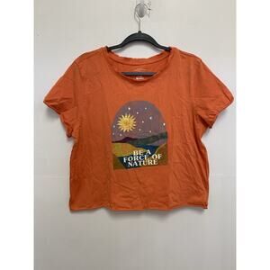Anthropologie T-shirt Force of Nature Graphics and Grain Orange Tee Size M